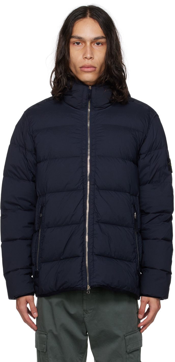 Stone Island Navy Seamless Tunnel Down Jacket In Blue