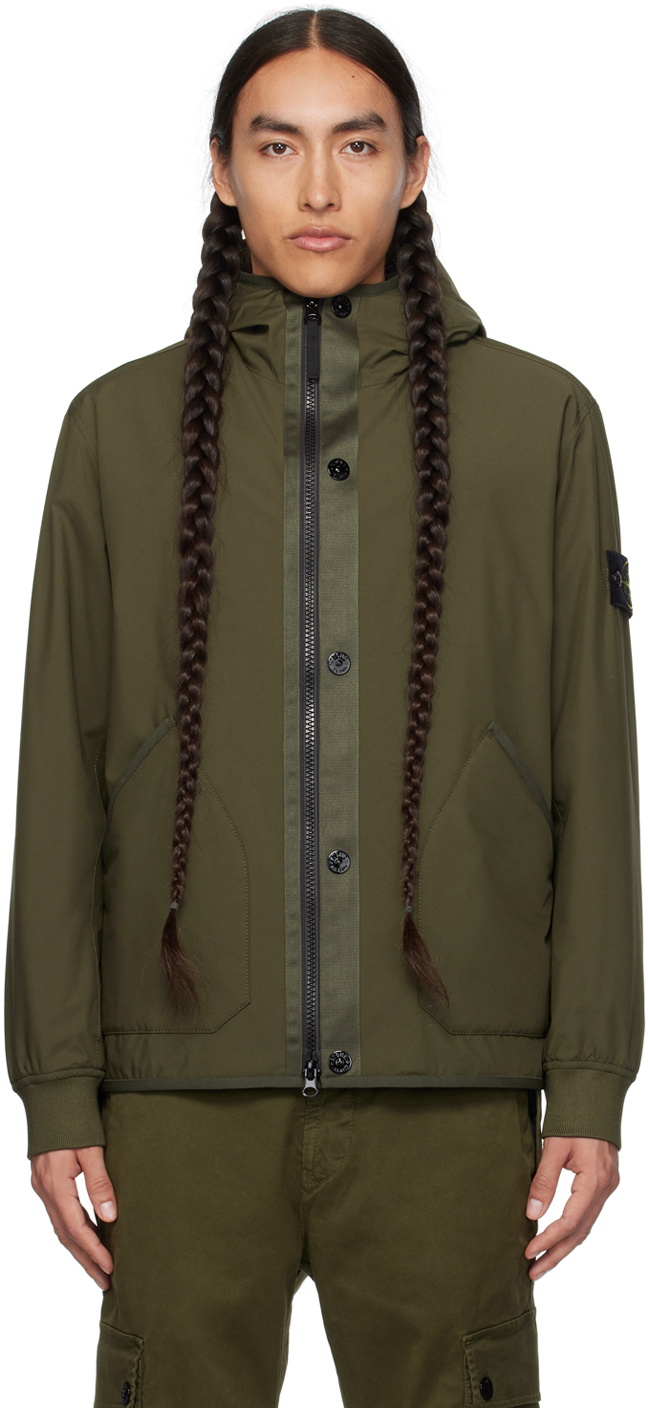 Stone Island Green Insulated Jacket In V0058 - Olive