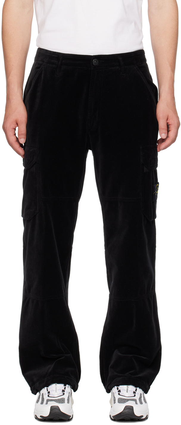 Black Patch Cargo Pants by Stone Island on Sale