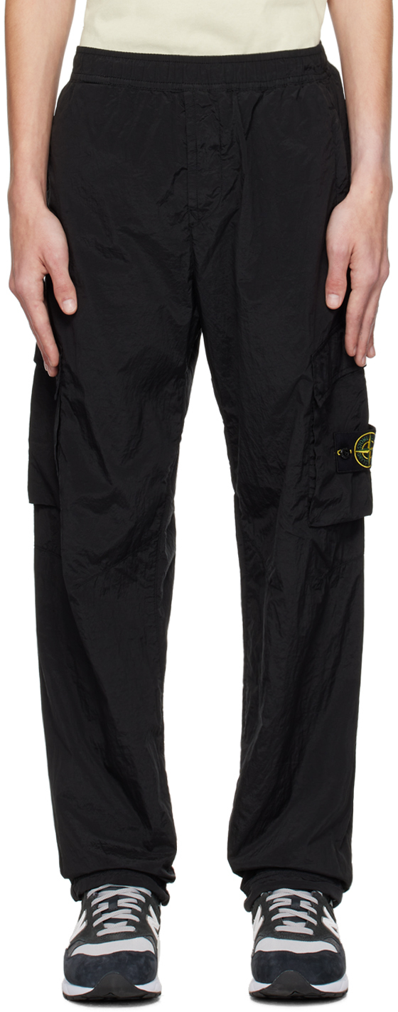 Shop Stone Island Black Loose-fit Cargo Pants In V0029 Black