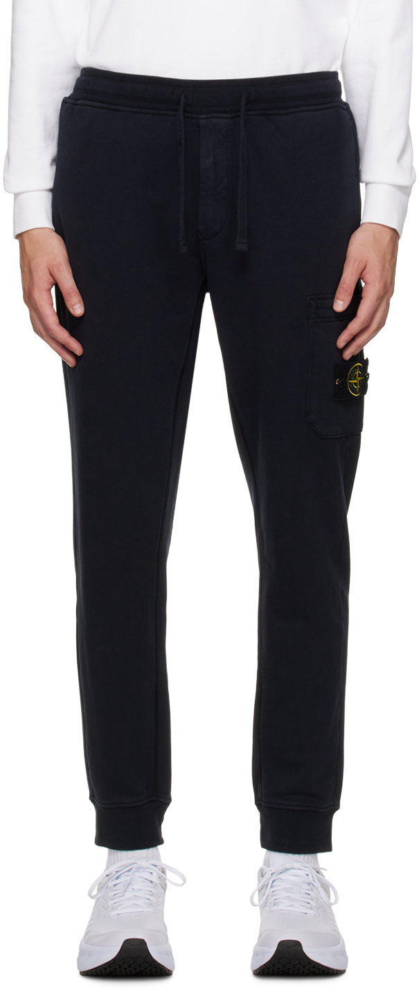 Shop Stone Island Navy Patch Sweatpants In A0020 Navy Blue