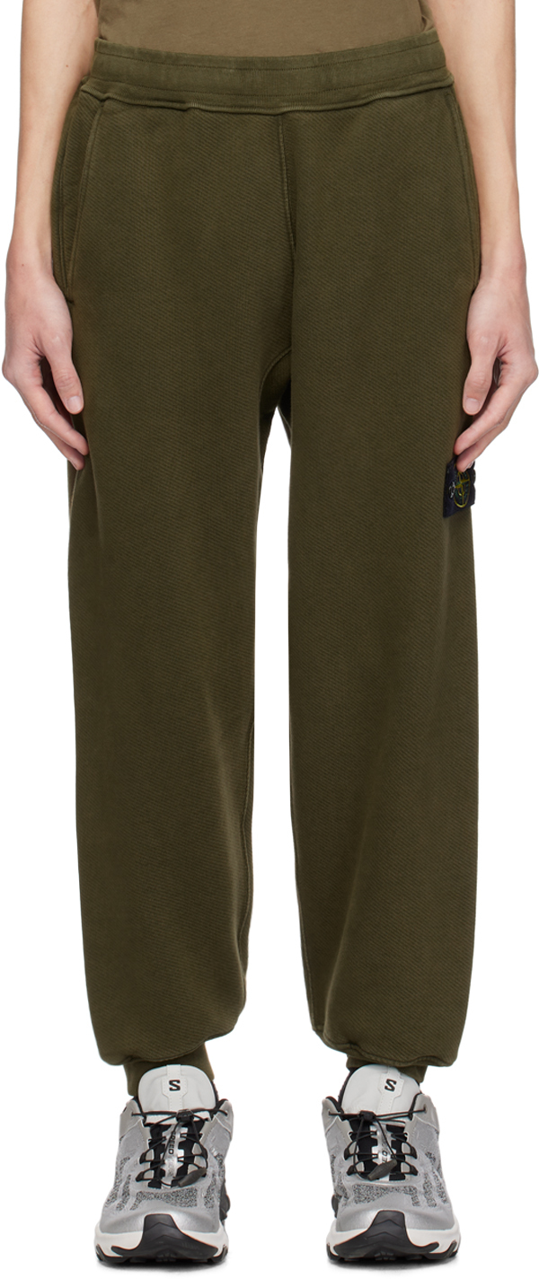 Stone Island Khaki Garment-dyed Sweatpants In V0158 Olive