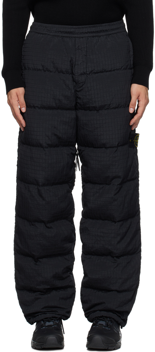 Black Quilted Down Sweatpants