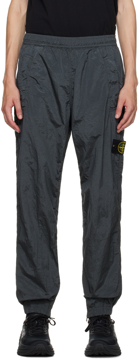Stone Island Gray Patch Sweatpants In V0062 Lead Grey