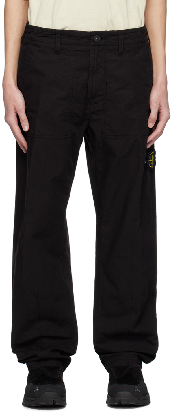Stone Island Black Patch Trousers In V0029 Black