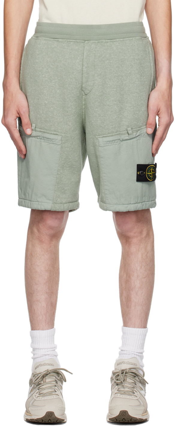 Green Mock-Fly Shorts
