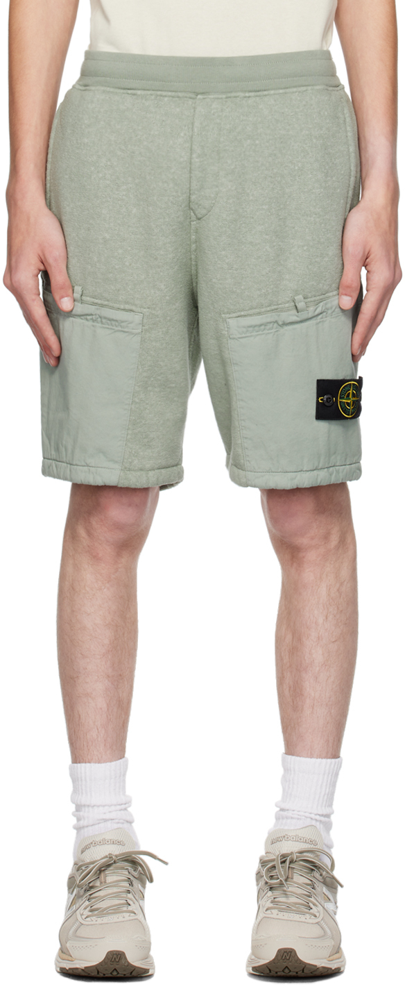 STONE ISLAND GREEN MOCK-FLY SHORTS