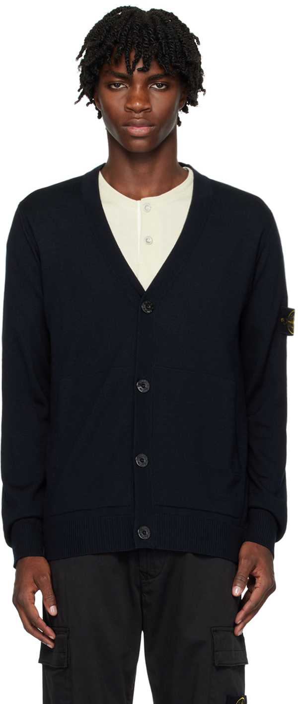 Stone Island: Navy Patch Cardigan | SSENSE