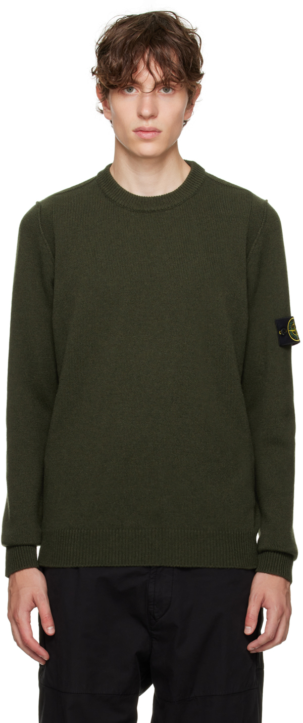 Stone Island Khaki Crewneck Sweater In V0058 Olive