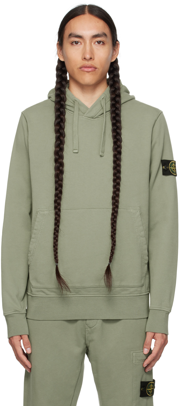 Stone Island Green Patch Hoodie In V0055 Sage