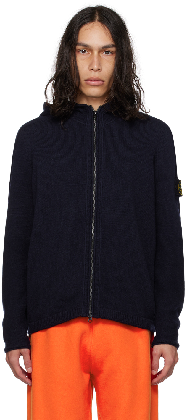Navy Patch Hoodie by Stone Island on Sale