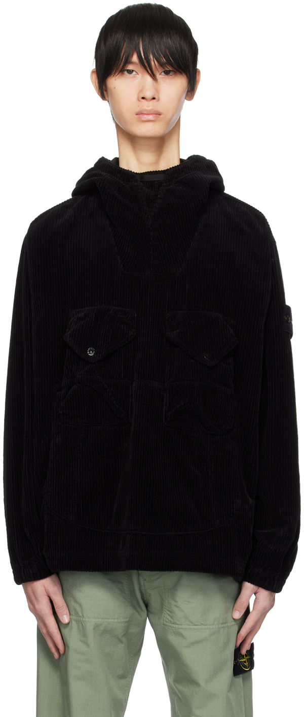 Stone Island Black Garment-dyed Hoodie In V0029 Black