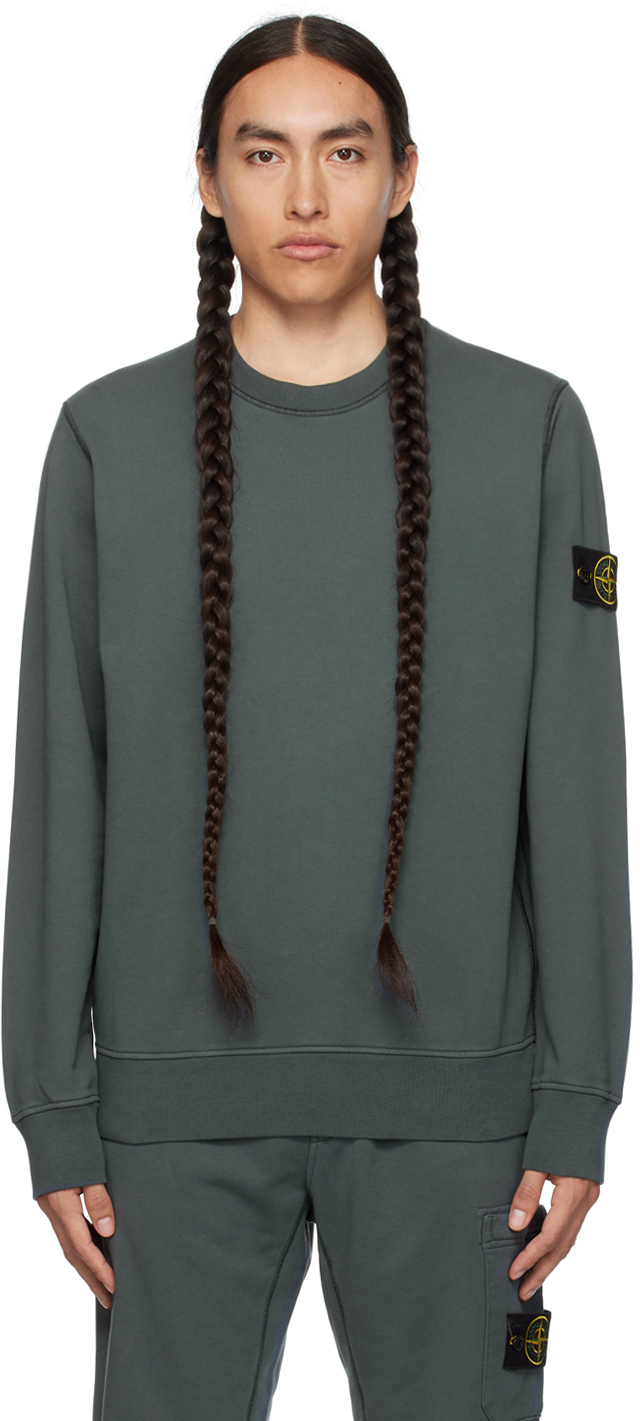 Shop Stone Island Gray Crewneck Sweatshirt In V0062 Lead Grey