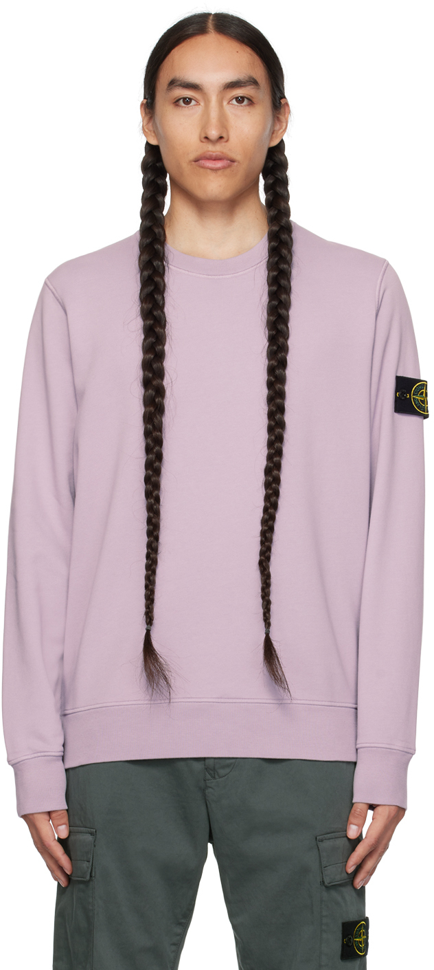 Shop Stone Island Purple Crewneck Sweatshirt In V0047 Lavender
