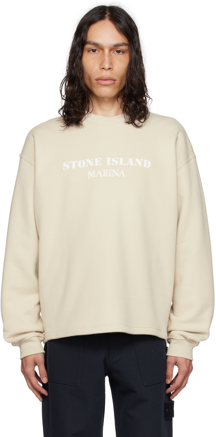 Stone Island Beige Bonded Sweatshirt In V0097 Plaster