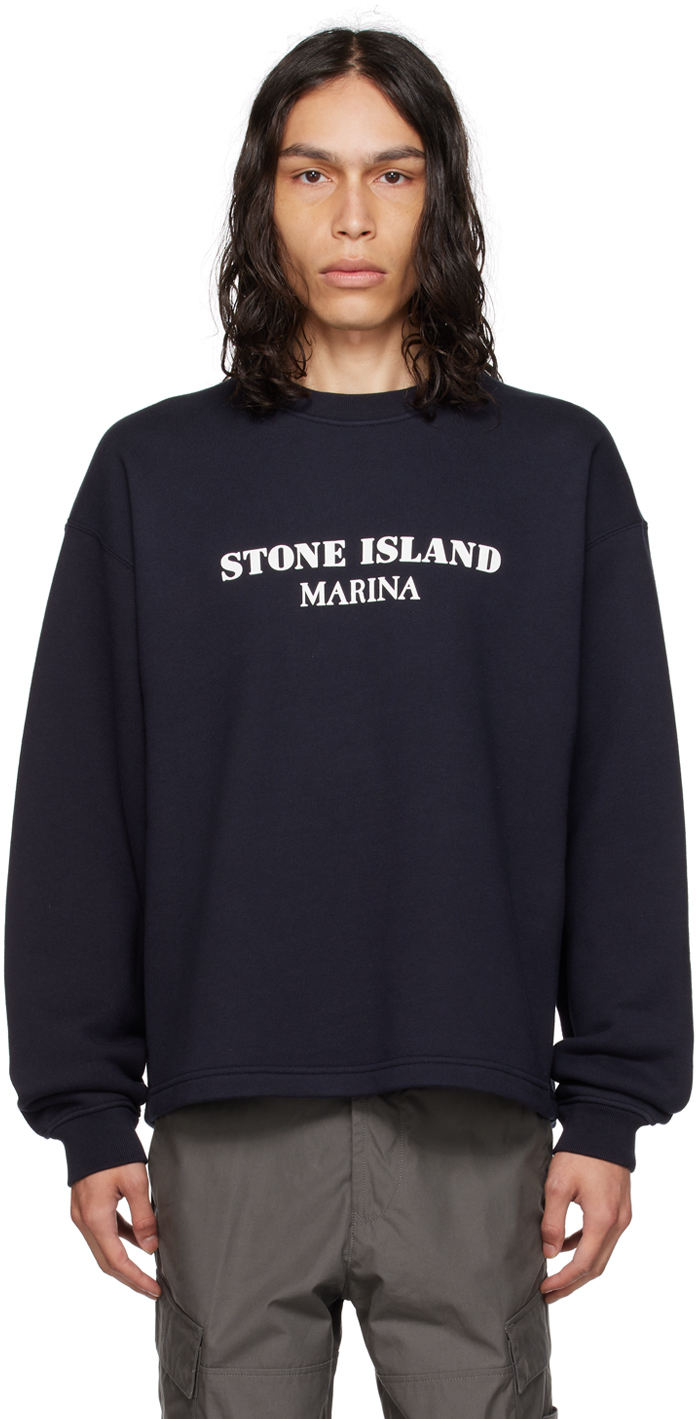 Stone Island Navy Bonded Sweatshirt In V0020 Navy Blue