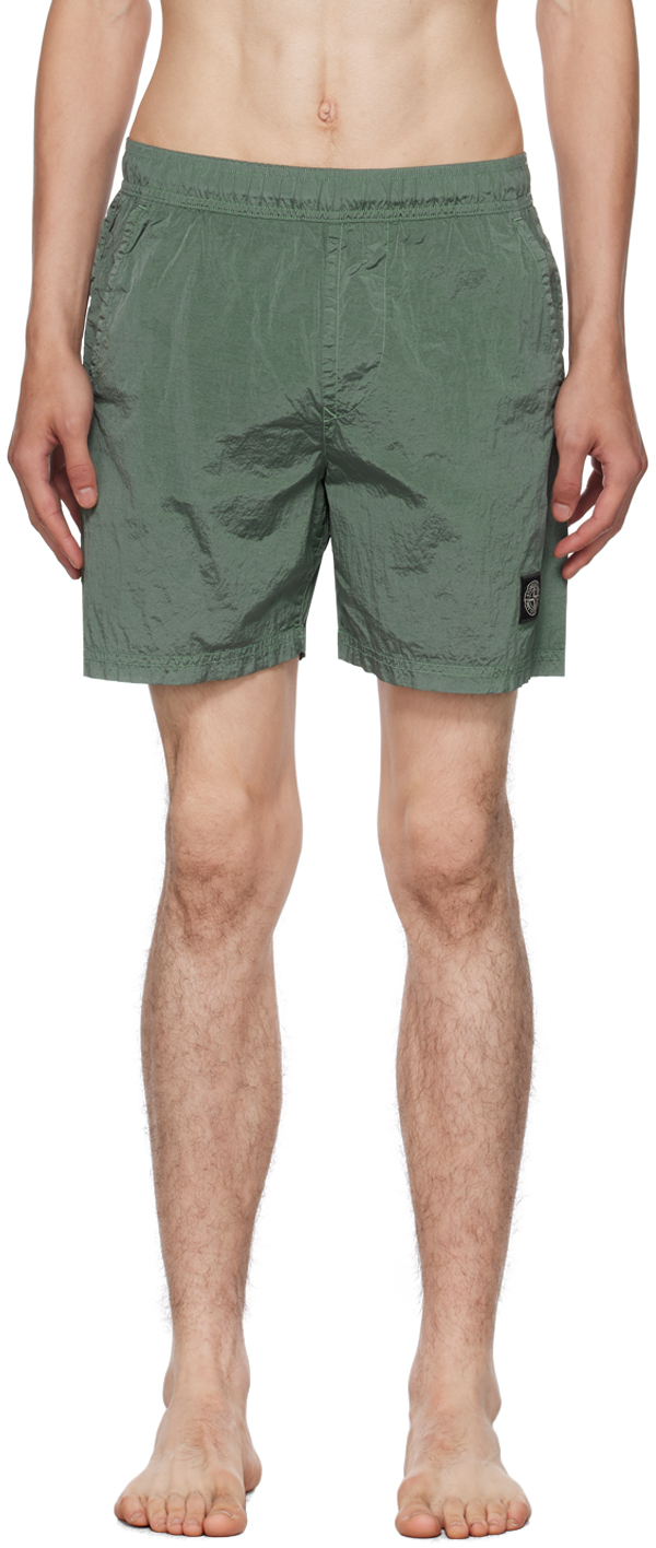 Green Double-Dyed Swim Shorts by Stone Island on Sale