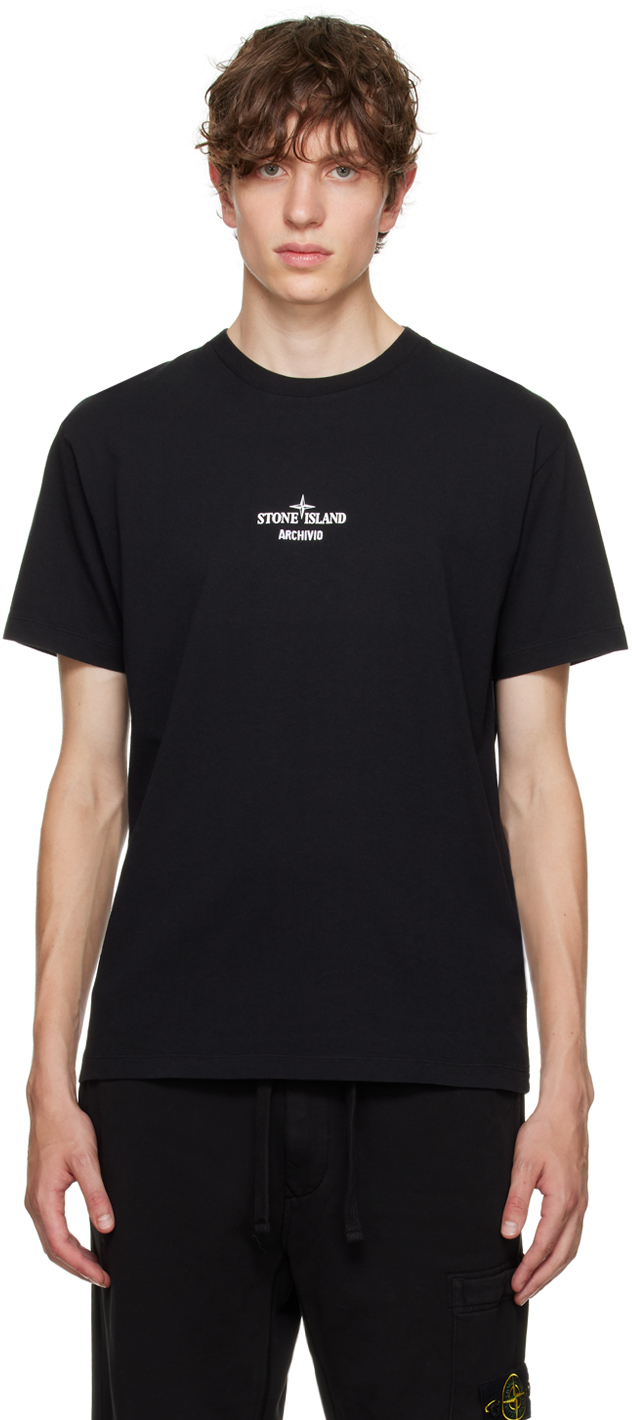 Shop Stone Island Black 'archivio' T-shirt In V0029 - Black
