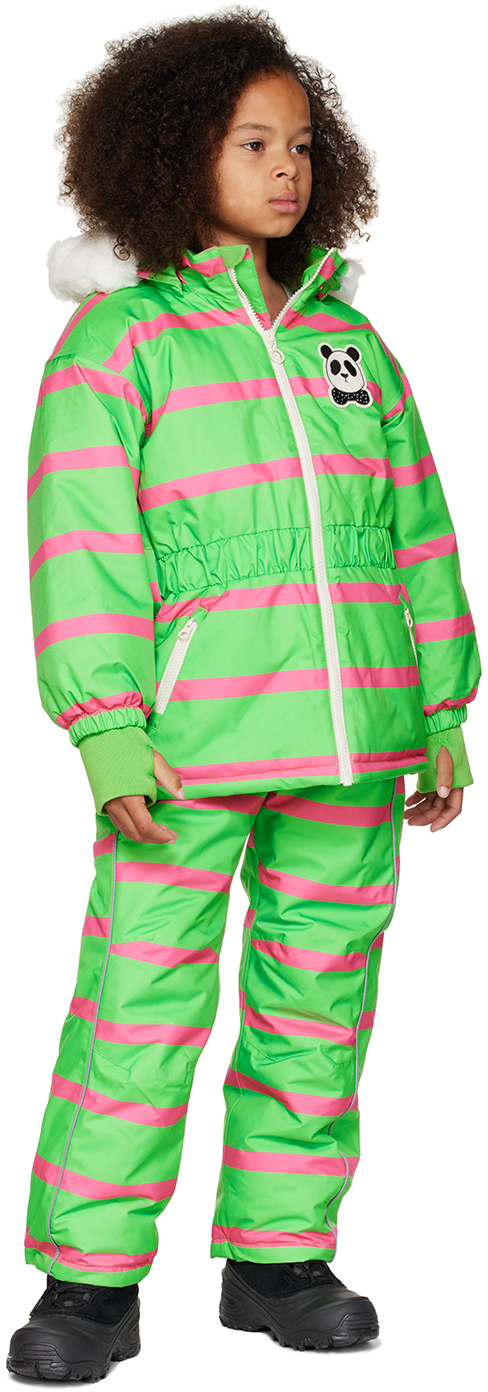 Shop Mini Rodini Kids Green Panda Snow Pants