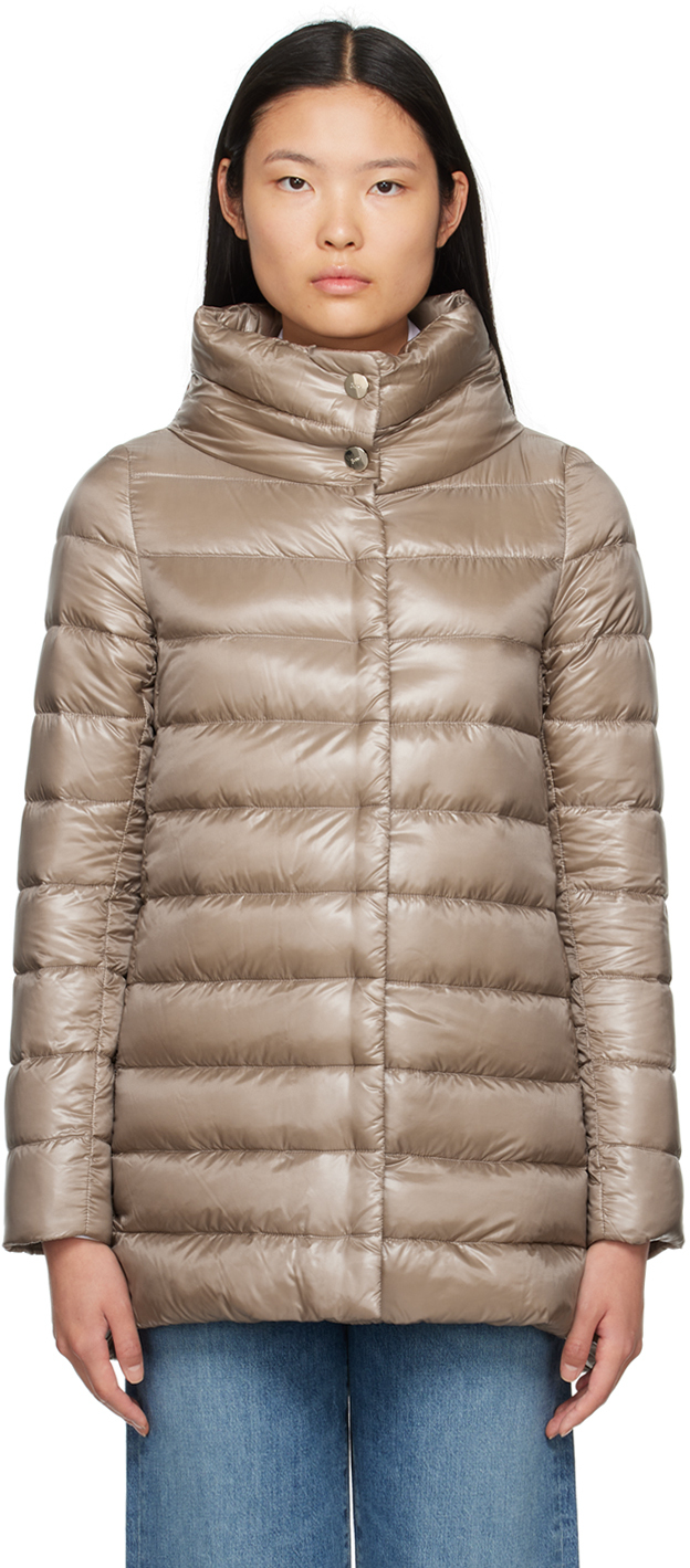 Taupe Amelia Down Coat by Herno on Sale