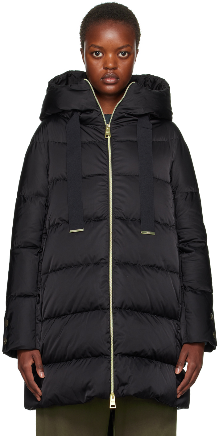 Black Hooded Down Coat by Herno on Sale
