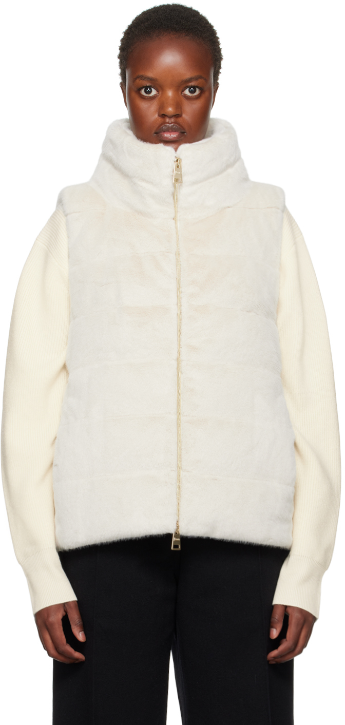 Beige Lady Faux-Fur Down Vest