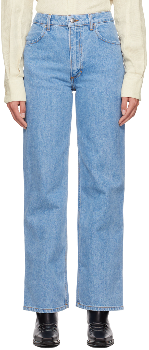 Eckhaus Latta Blue Wide Leg Jeans In True Blue