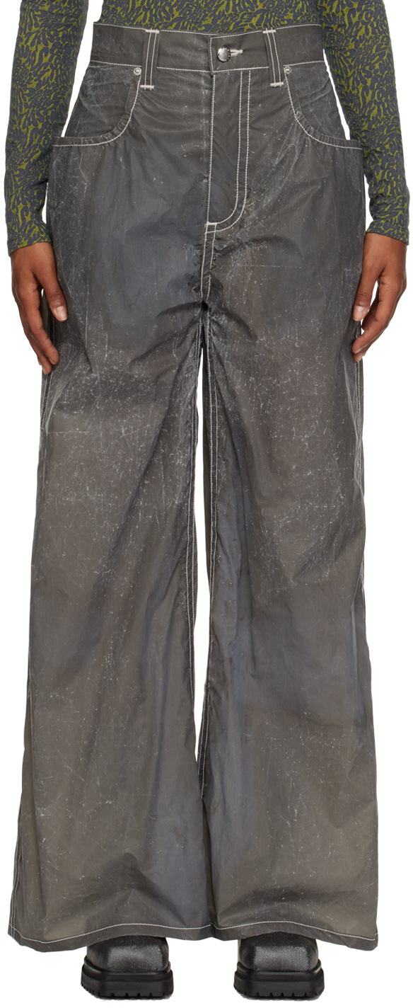 Eckhaus Latta Grey Printed Trousers In Paper Grey