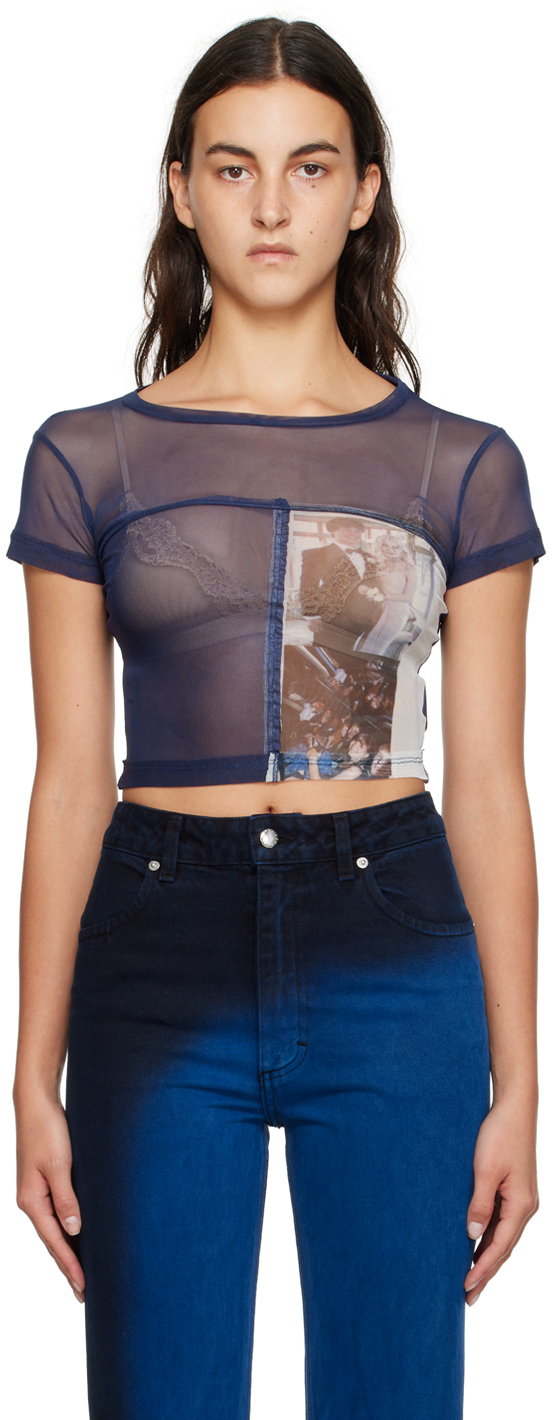 Navy Prom T-Shirt by Eckhaus Latta on Sale