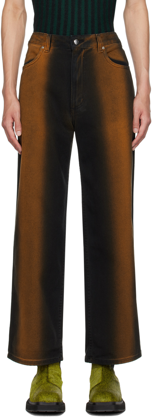 Eckhaus Latta Black & Orange Wide-Leg Jeans