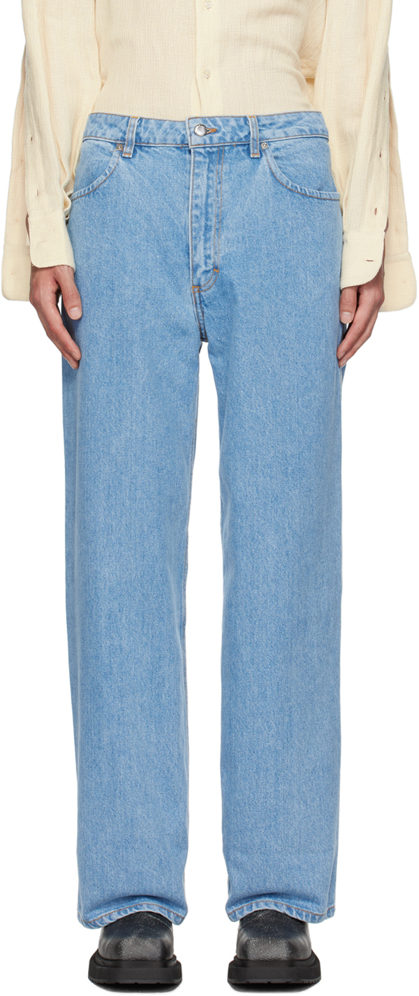 Eckhaus Latta Blue Wide-leg Jeans In True Blue