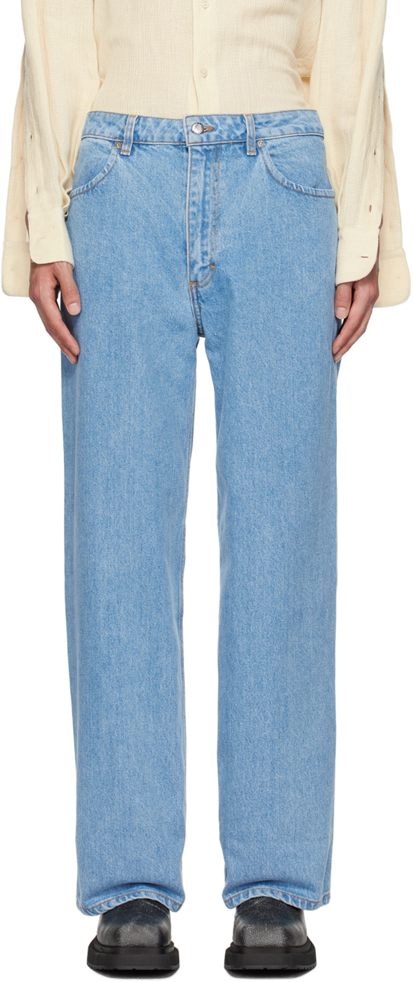 Blue Wide-Leg Jeans by Eckhaus Latta on Sale