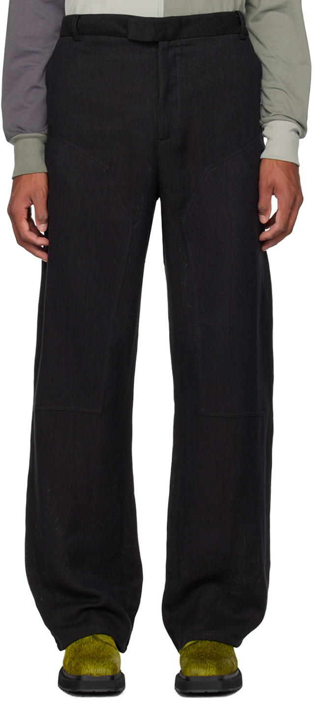 Eckhaus Latta Black Relaxed-fit Trousers In Coal