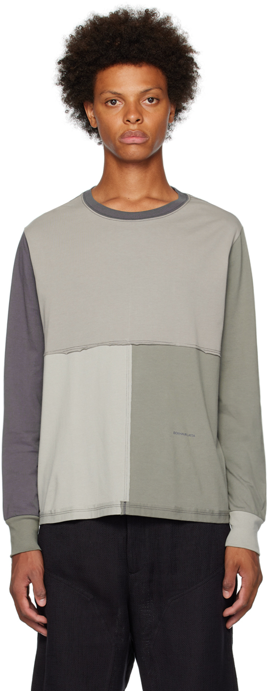 Gray Lapped Long Sleeve T-Shirt
