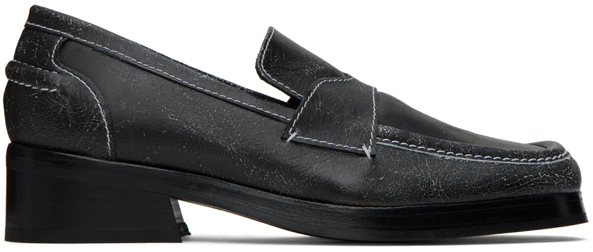Black Stitched Loafers