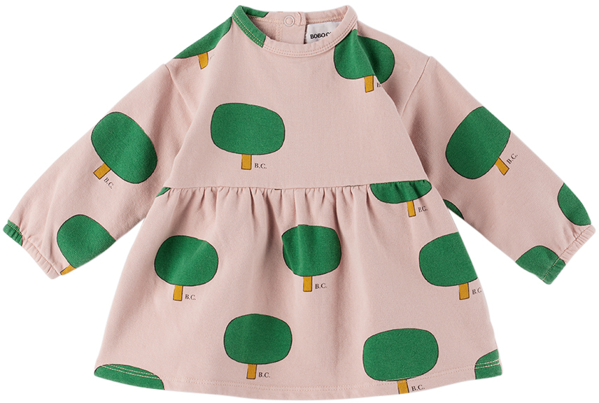 Baby Pink Green Tree All Over Dress