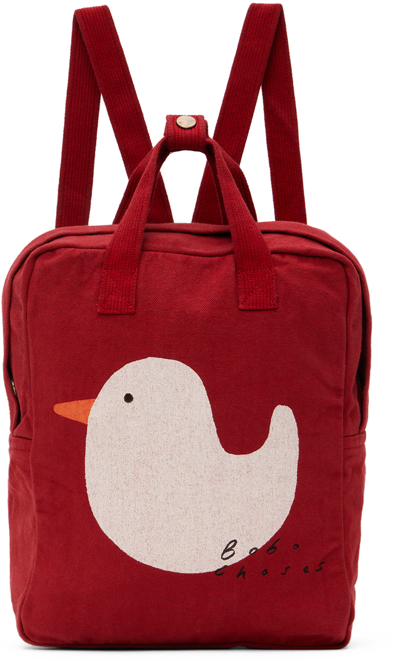 Bobo Choses Kids Red Rubber Duck Backpack In 610 Burgundy Red