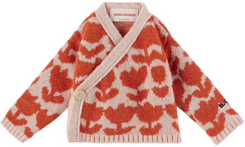 Bobo Choses Baby Orange Retro Flowers Sweater