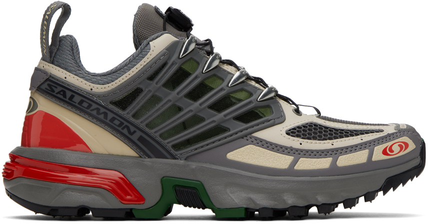 Shop Salomon Gray & Beige Acs Pro Sneakers In Pewter/cement/eden