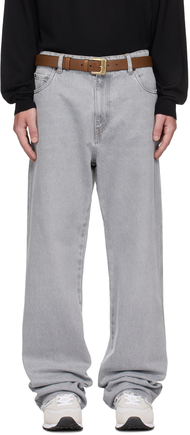 Miu Miu: Gray Faded Jeans | SSENSE Canada