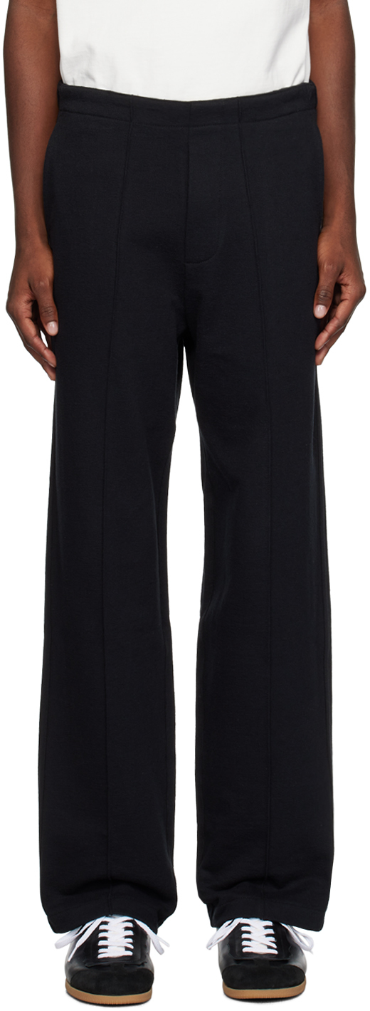 Black Textured Band Trousers