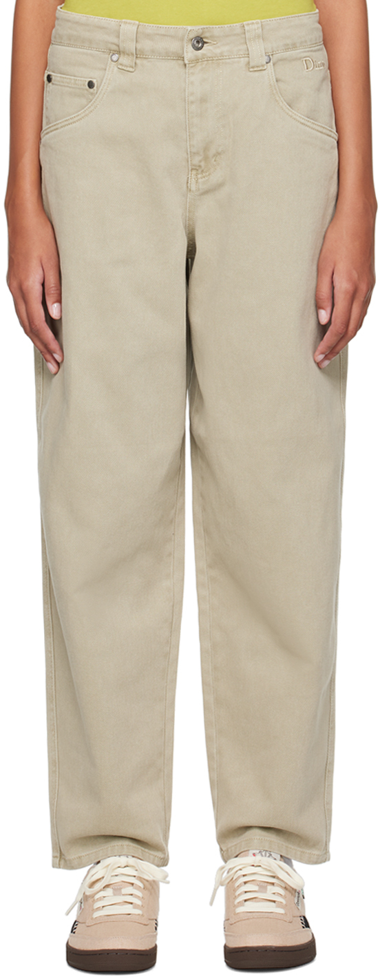 EMBROIDERED PANTS in Khaki