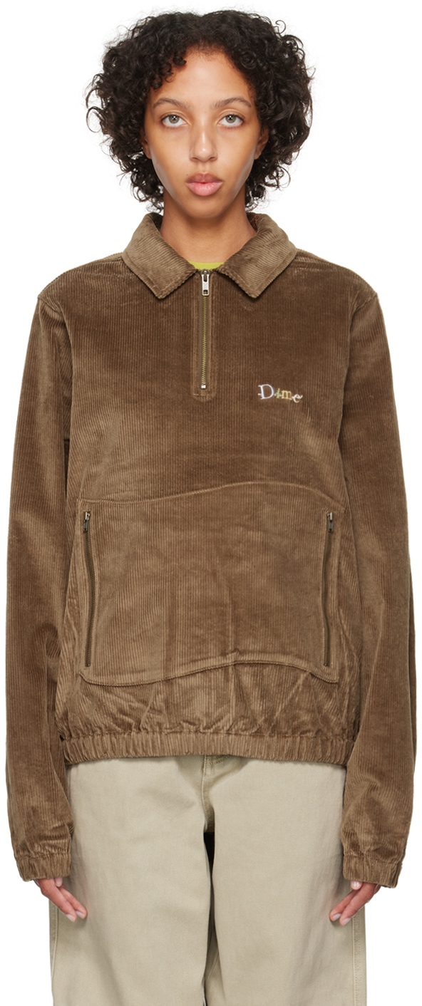 Dime Brown Embroidered Sweatshirt In Light Brown