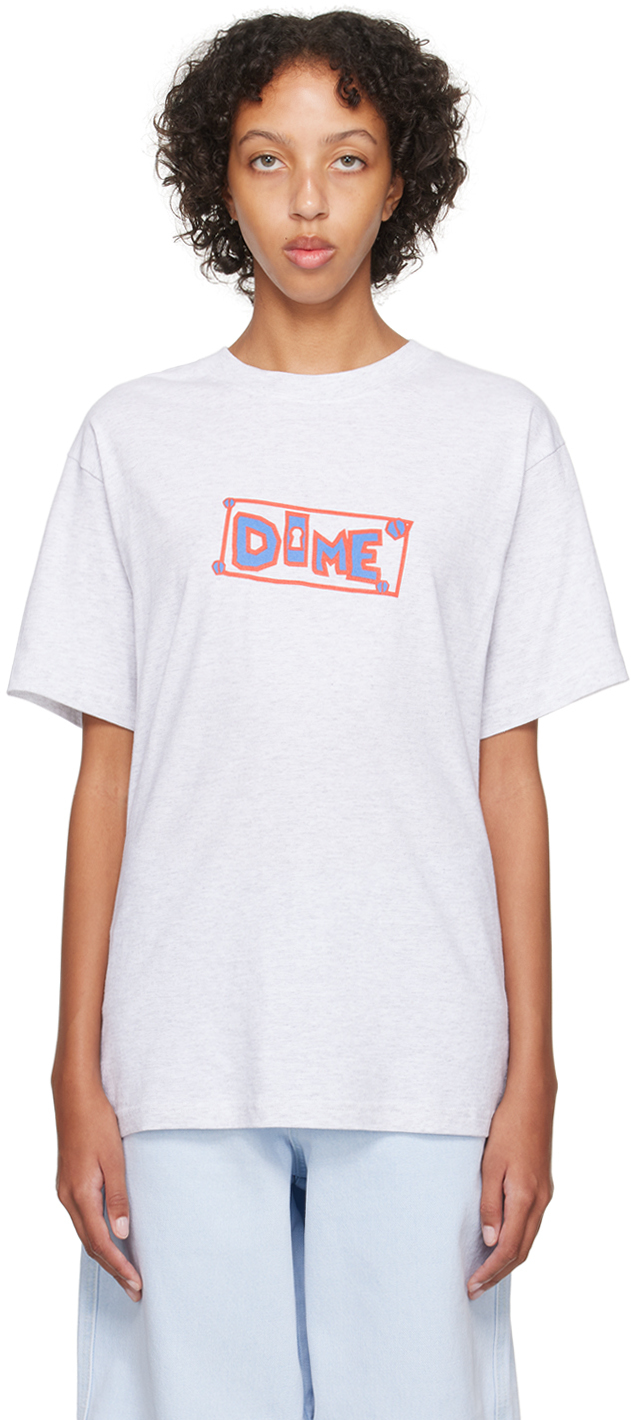 Dime Gray Printed T-shirt In Ash