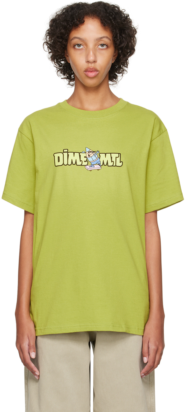 Dime Green Printed T-shirt In Olive
