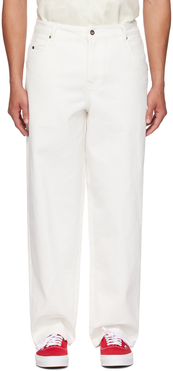 White Baggy Jeans by Dime on Sale