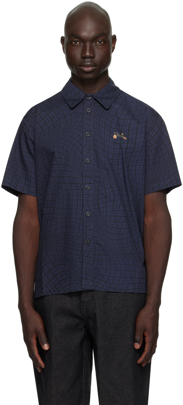Navy Printed Shirt by Dime on Sale