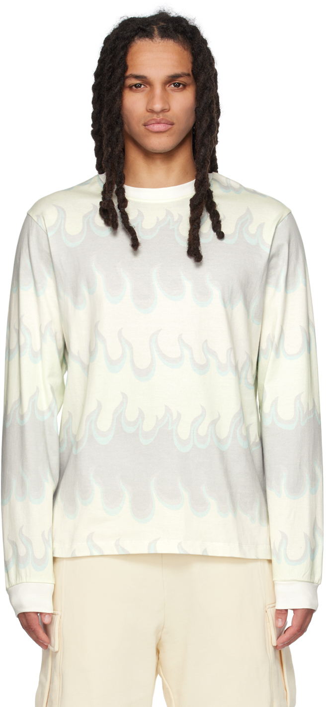 White Space Flame Long Sleeve T-Shirt by Dime on Sale