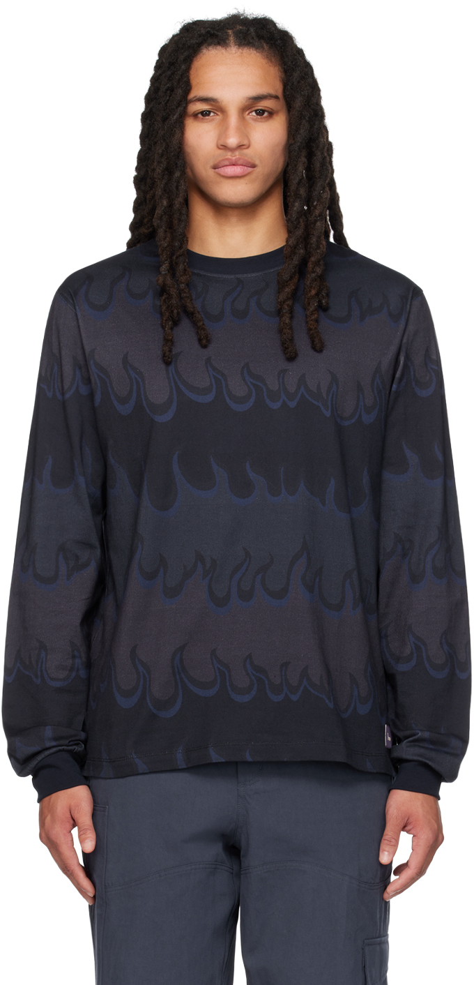 Black Space Flame Long Sleeve T-Shirt