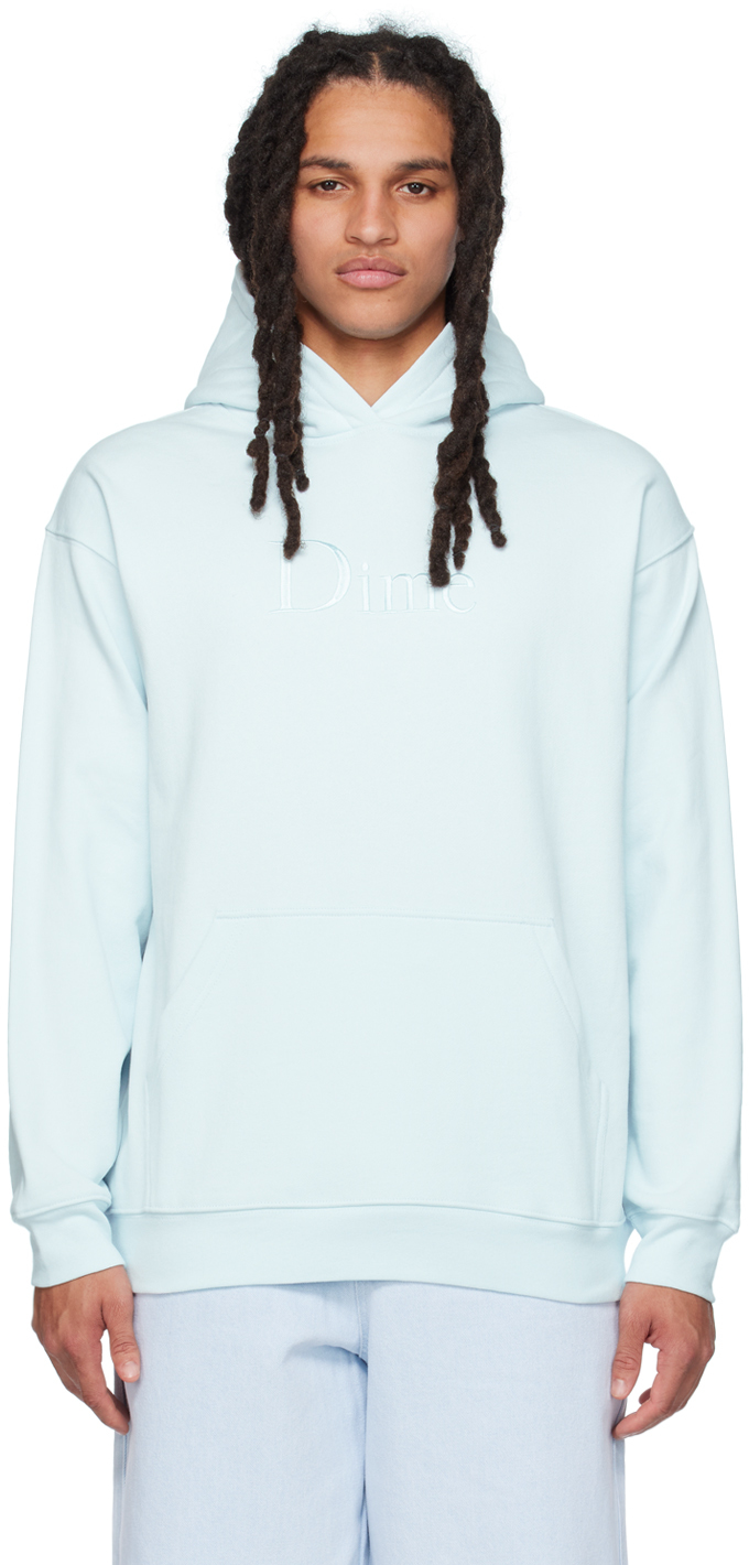 Dime Blue Embroidered Hoodie In Ice Water